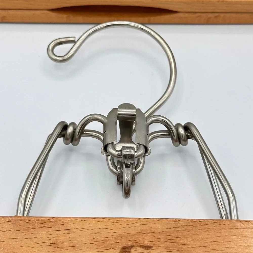 Setwell Wooden Pants Hangers with Clips Set of 2 Vintage Closet Organization